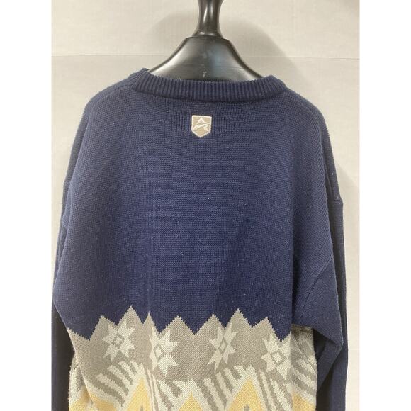 AVIREX Silver Sweater‎ Mens Navy/Cream Print Long Sleeve Size XXL with Logo - Picture 10 of 10